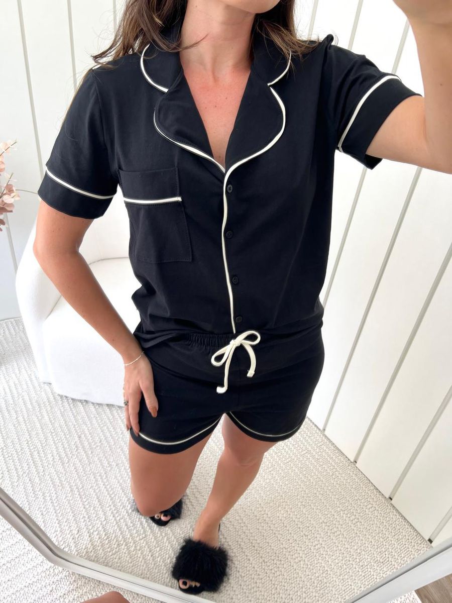 Pijama Feminino Americano Curto Preto 