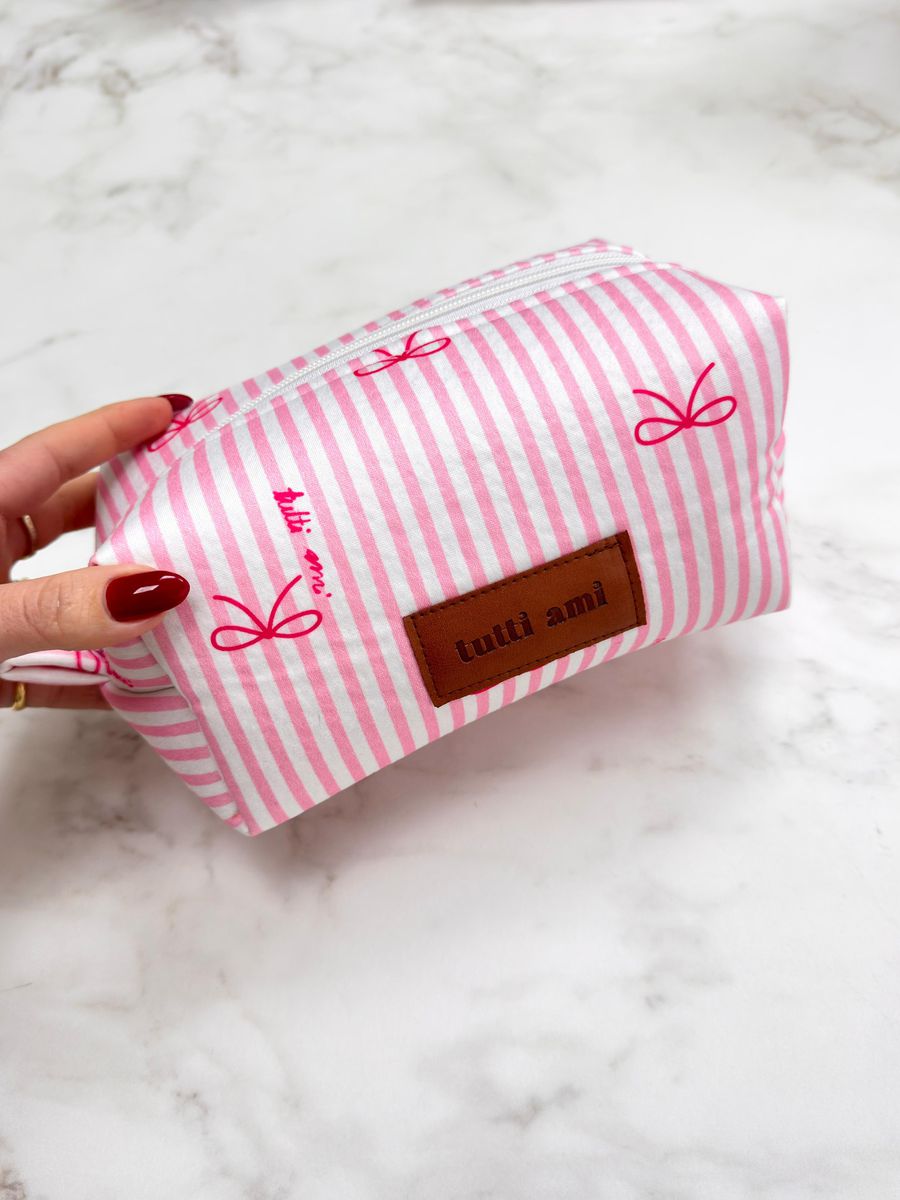 Necessaire Estampa Exclusiva  Laços Rosa