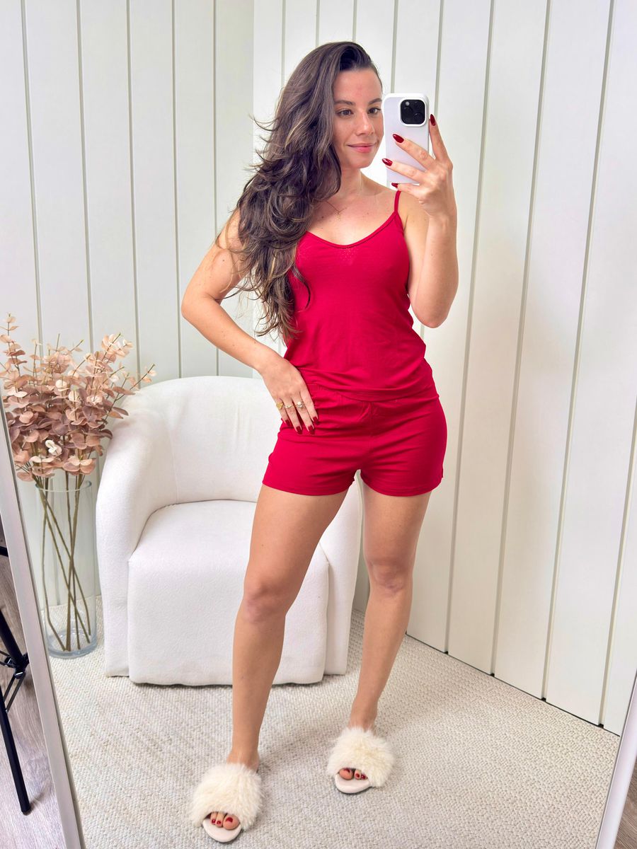 Pijama Feminino Curto Alcinha Vermelho