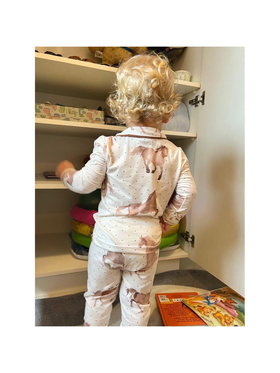 Pijama Infantil Unissex Americano Longo Cavalos