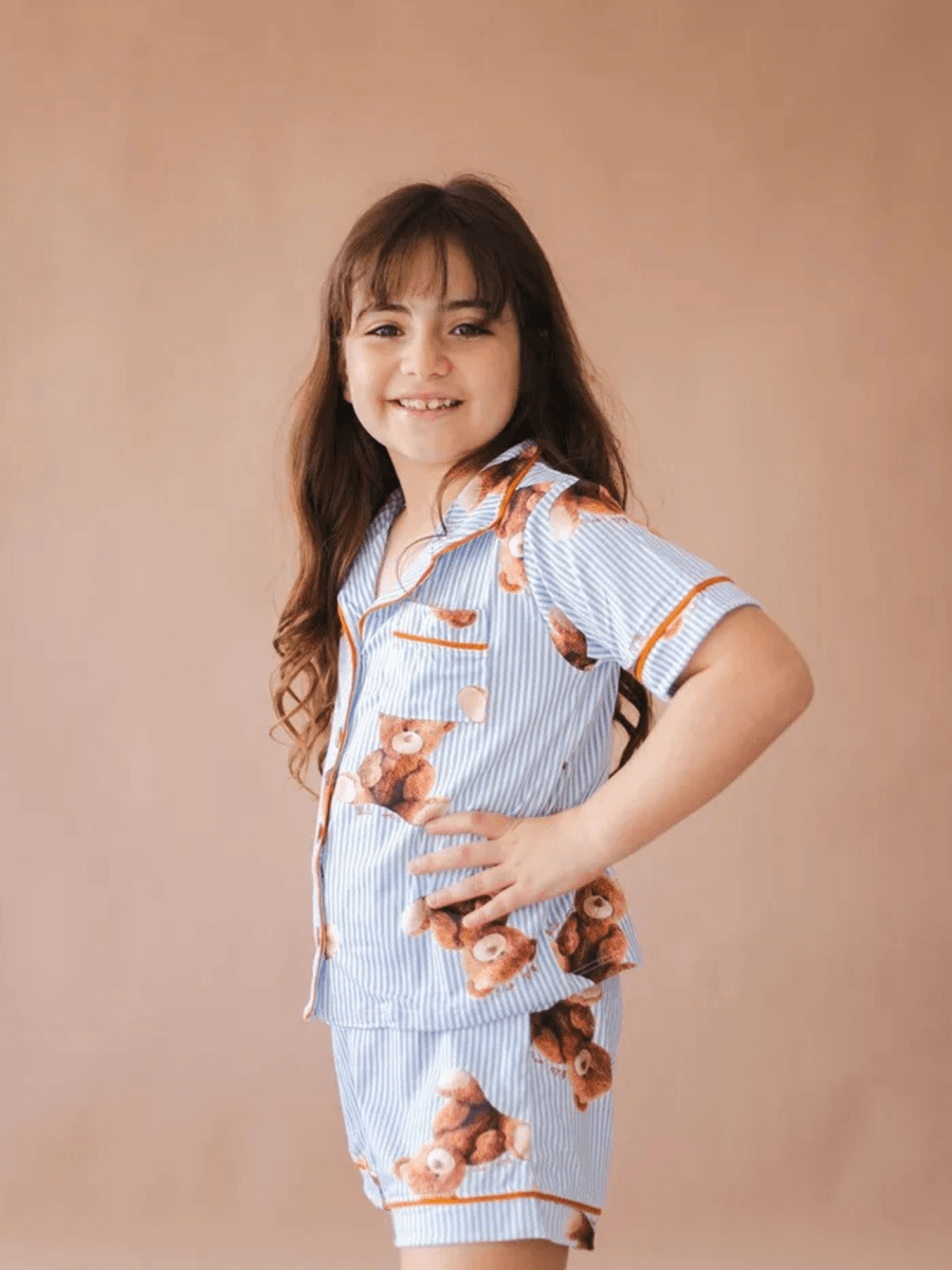 Pijama Americano Curto Infantil New Bear Ursos Listrado