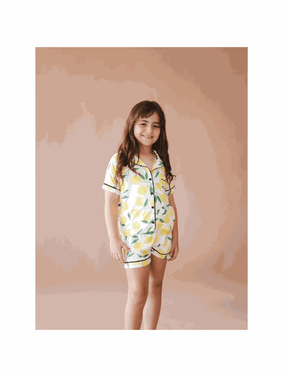 Pijama Infantil Unissex Americano Curto Limão Siciliano