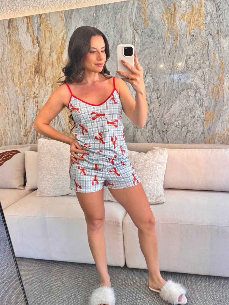 Pijama Feminino Curto Alcinha Lagosta