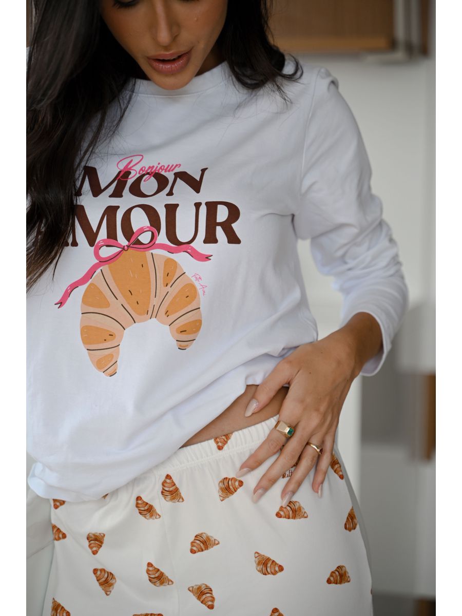 Pijama Feminino Longo Croissant Branco 3