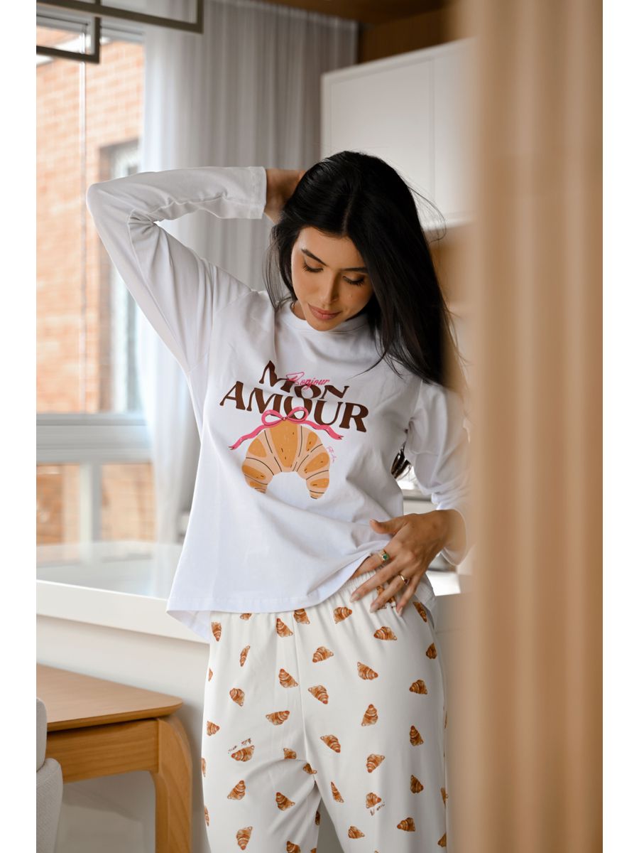 Pijama Feminino Longo Croissant Branco 2