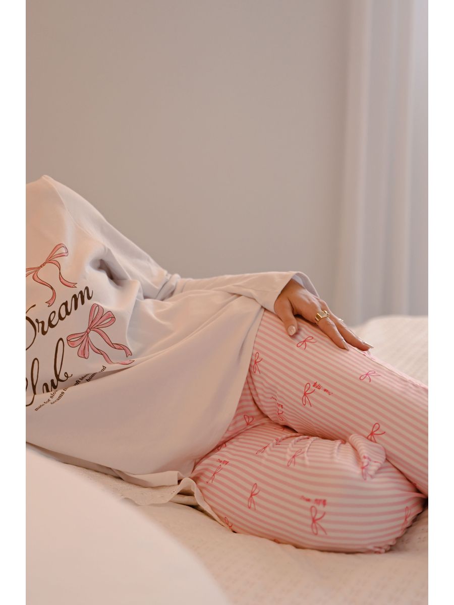 Pijama Feminino Longo Laços Rosa 3