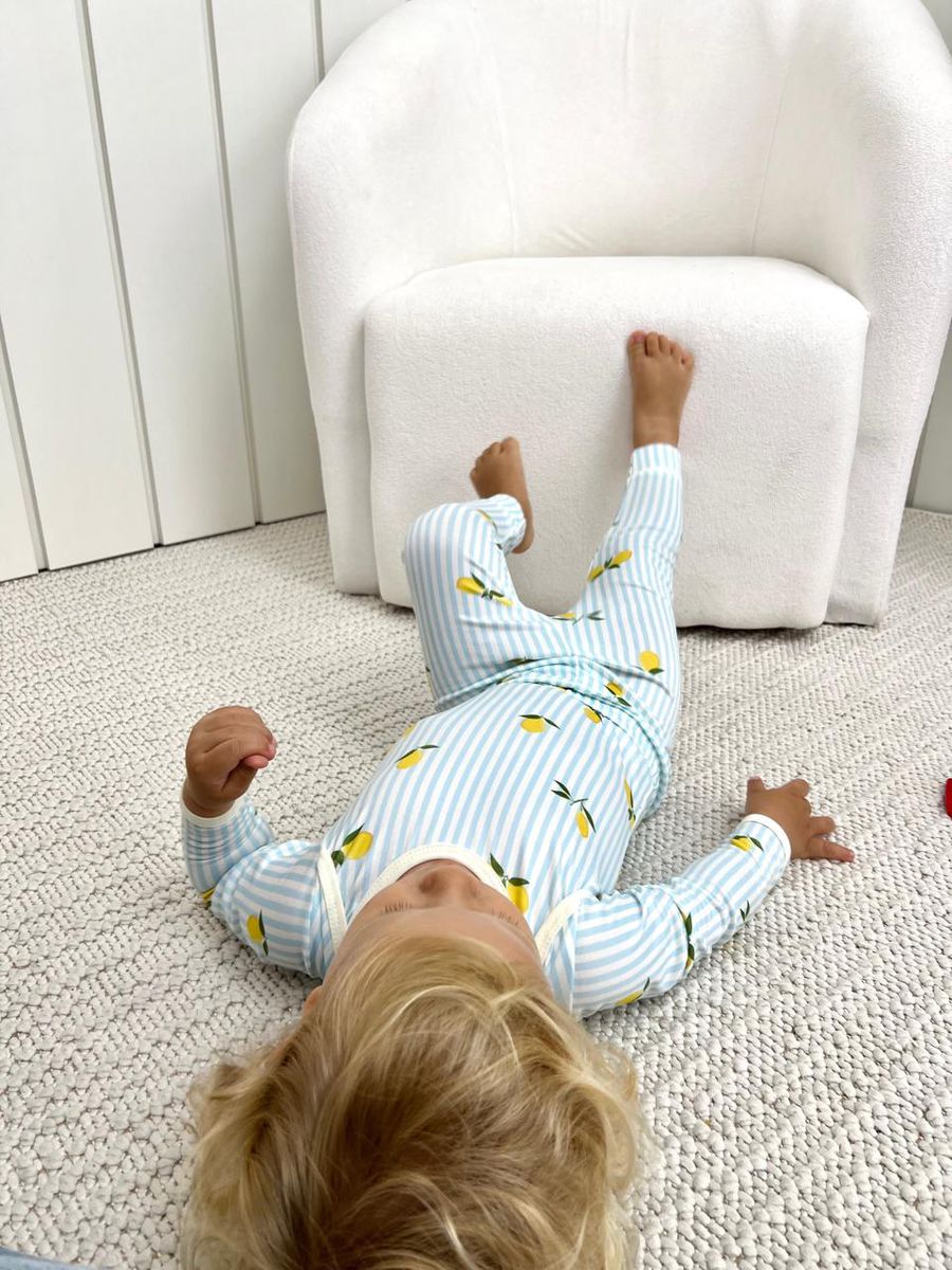 Body Bebê Pijama Listrado Limão