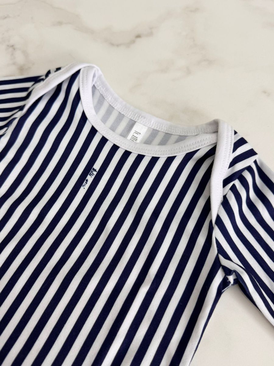 Pijama Conjunto Bebê Body e Calça Listrado Marinho