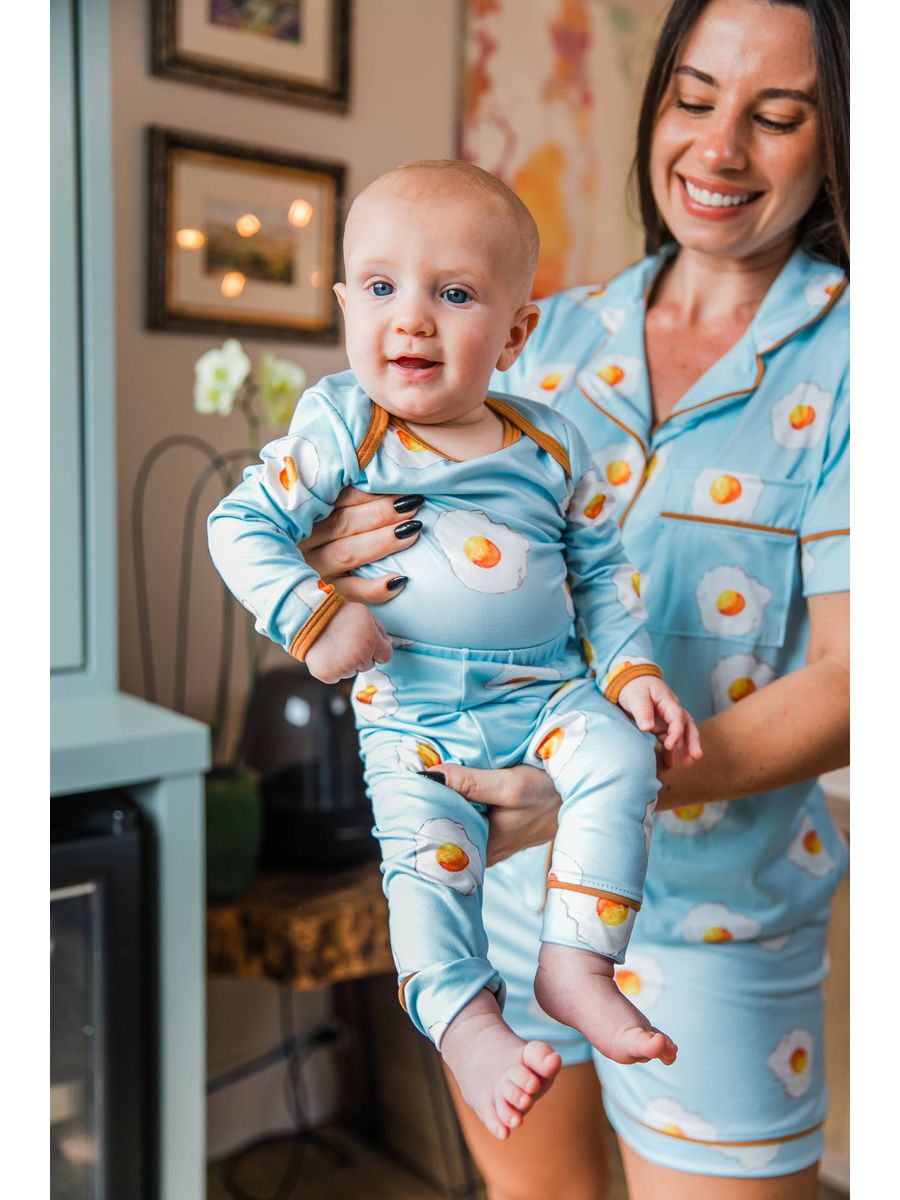 Conjunto Pijama Bebê Body e Calça Ovos