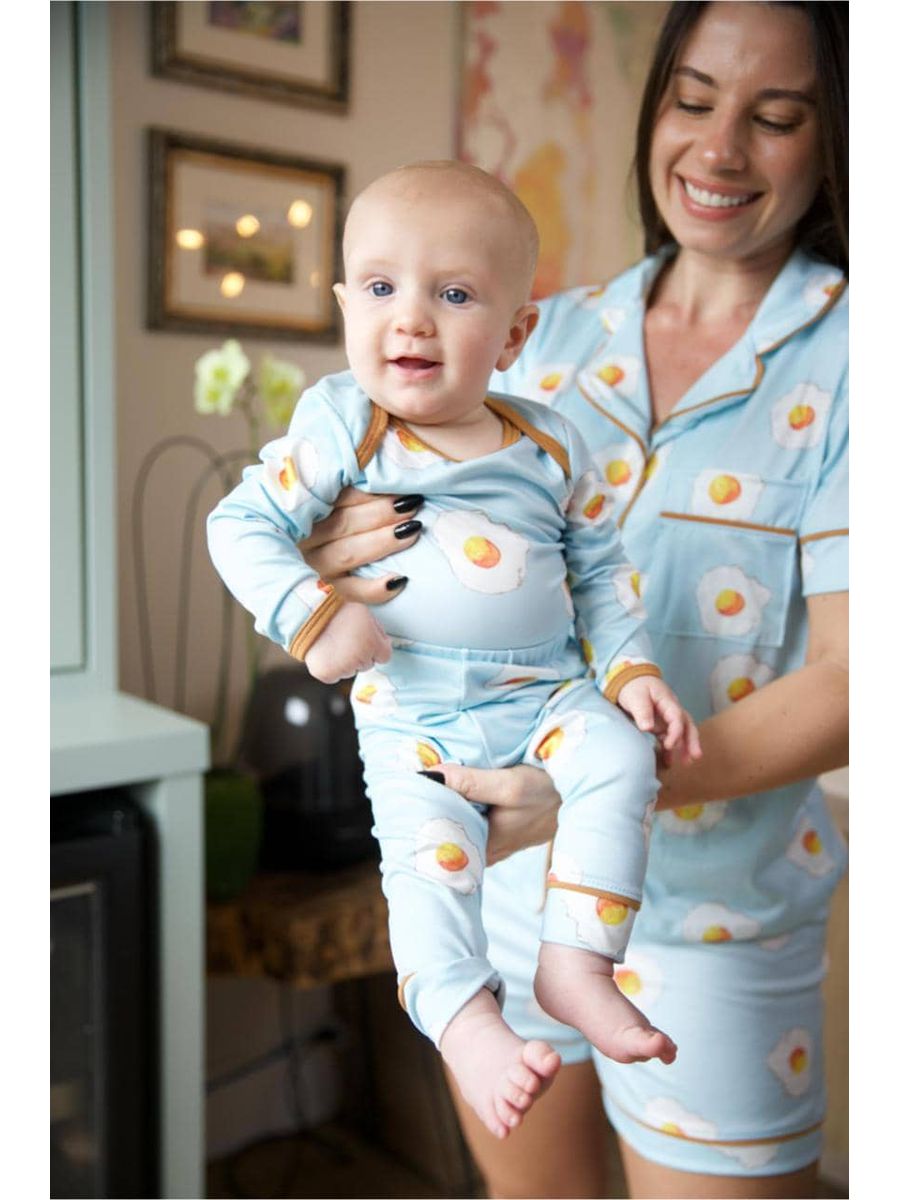 Conjunto Pijama Bebê Body e Calça Ovos