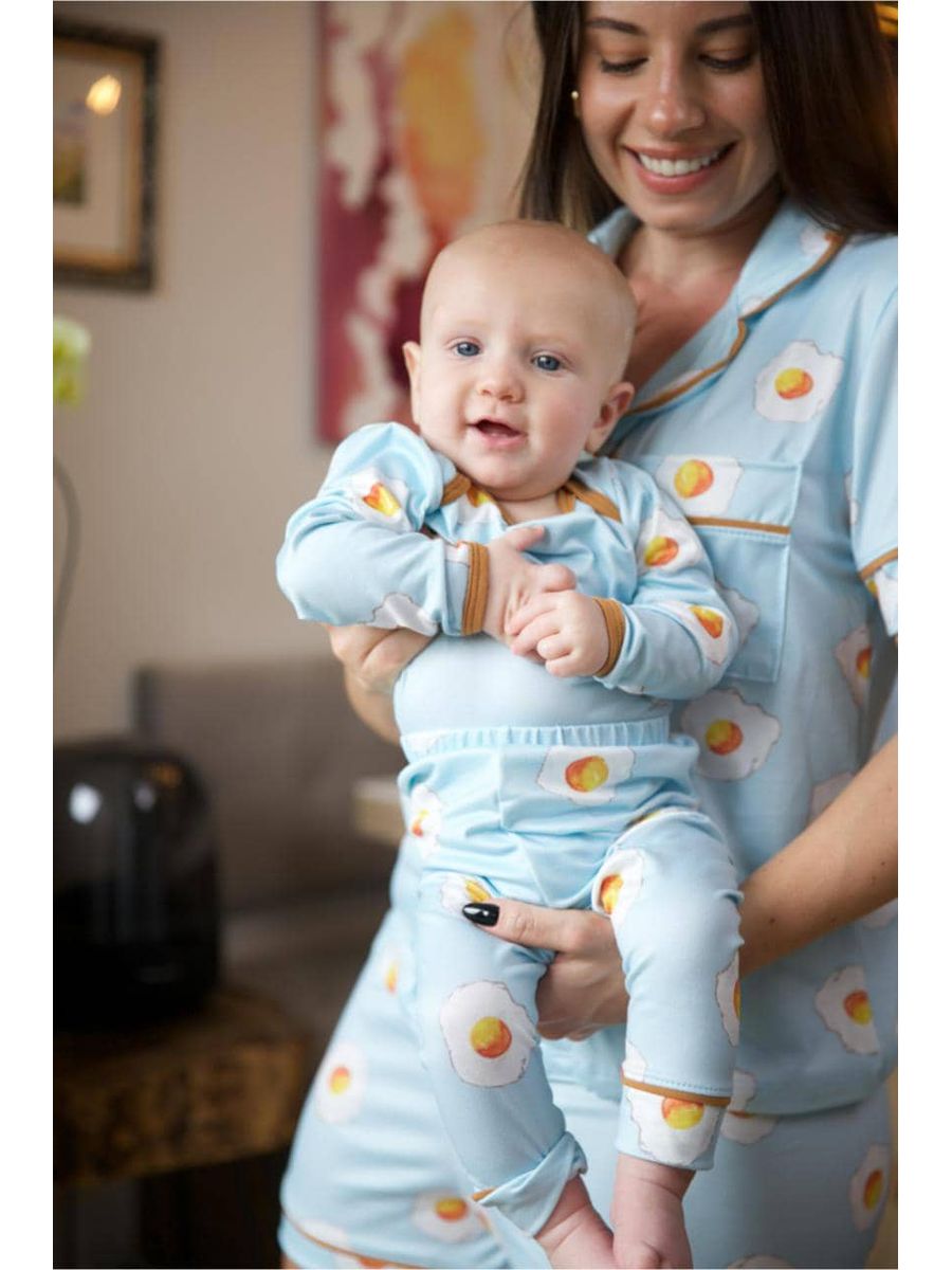 Conjunto Pijama Bebê Body e Calça Ovos