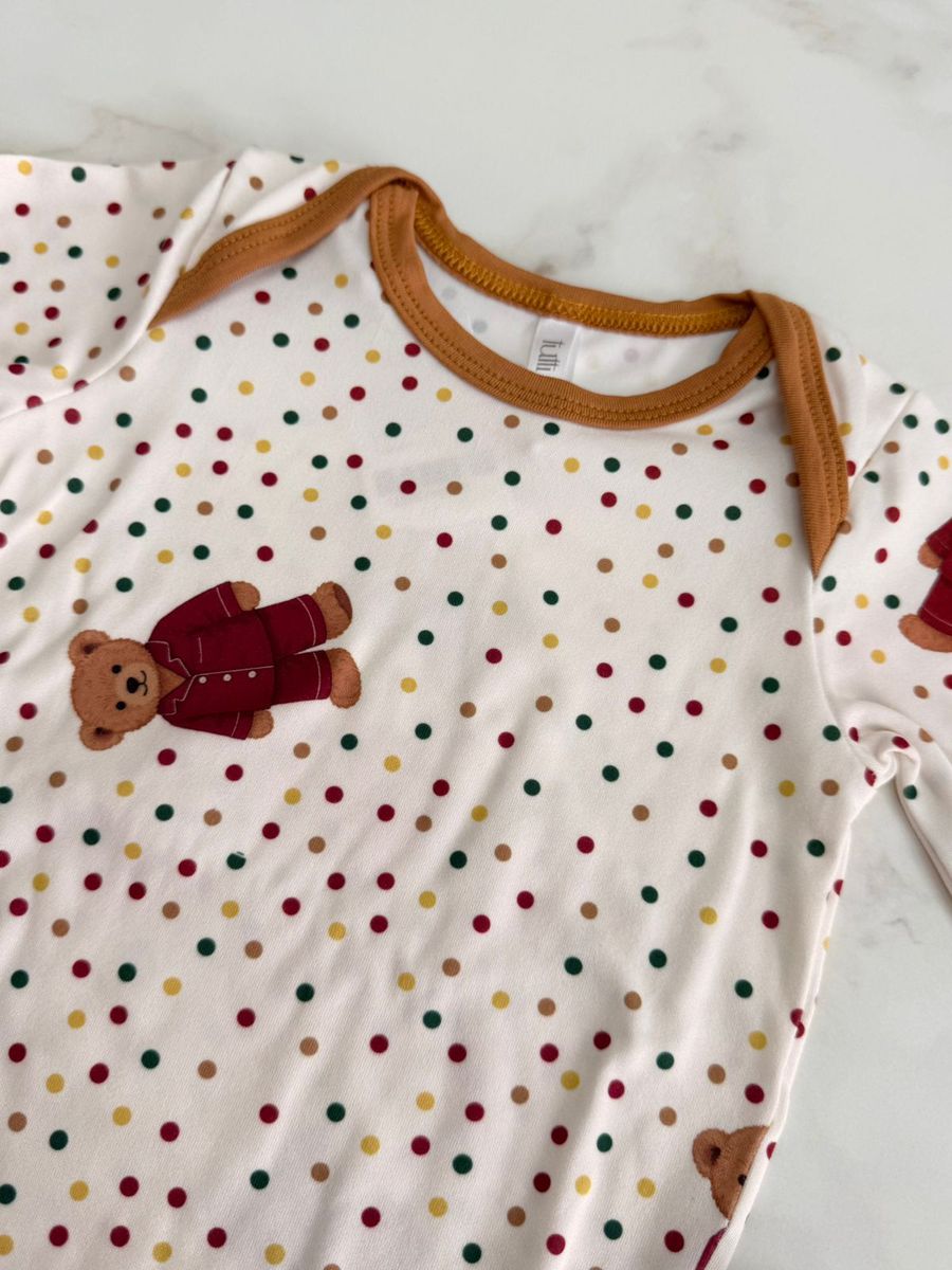 Conjunto Pijama Bebê Body e Calça Ursos Colorido