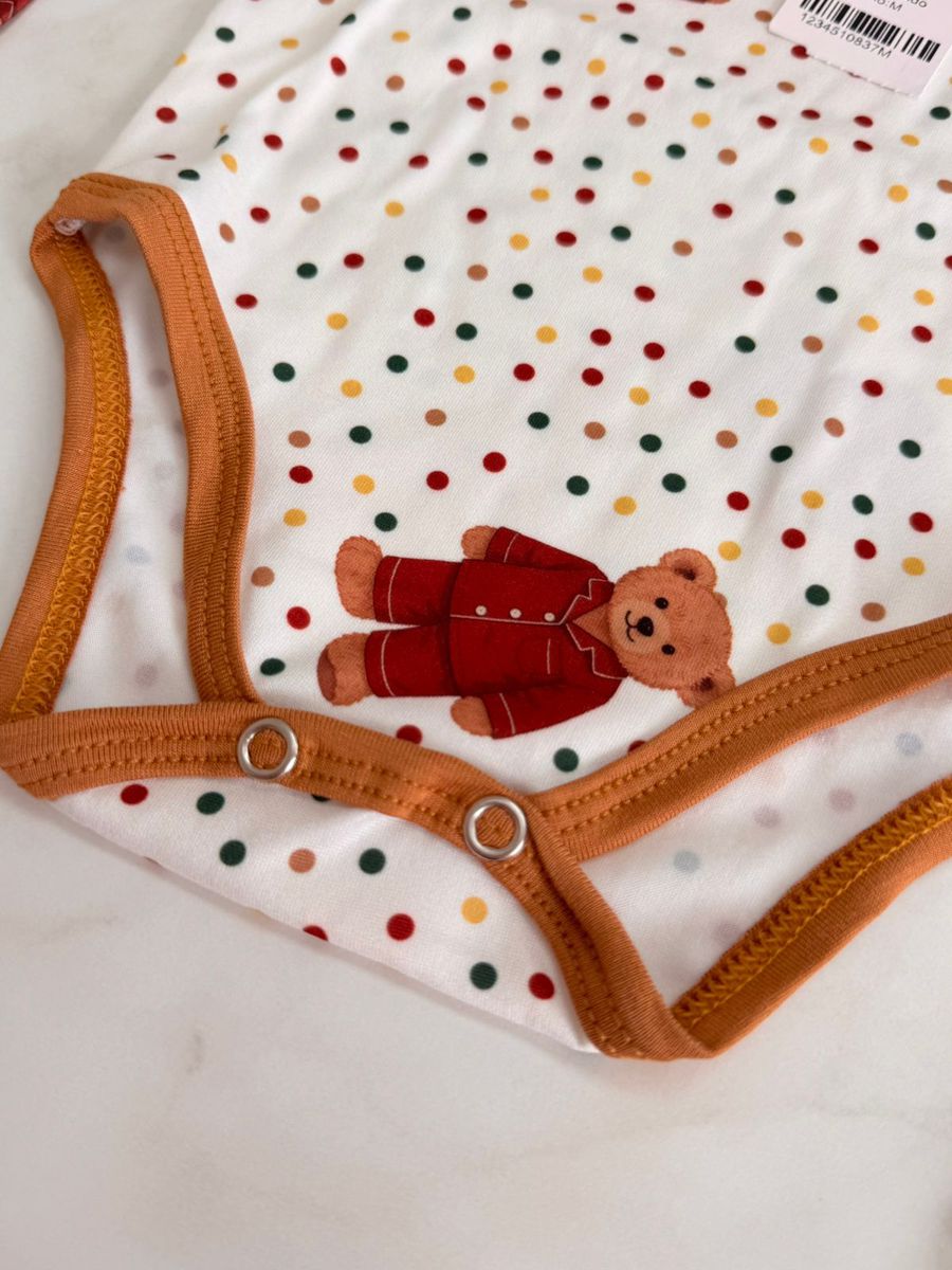 Conjunto Pijama Bebê Body e Calça Ursos Colorido