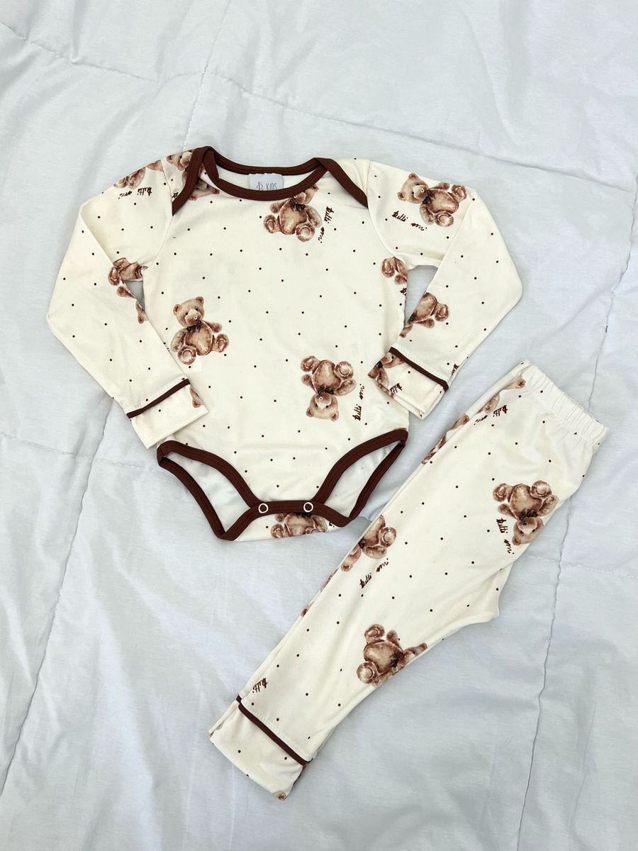 Body Bebê Pijama Ursos Poás