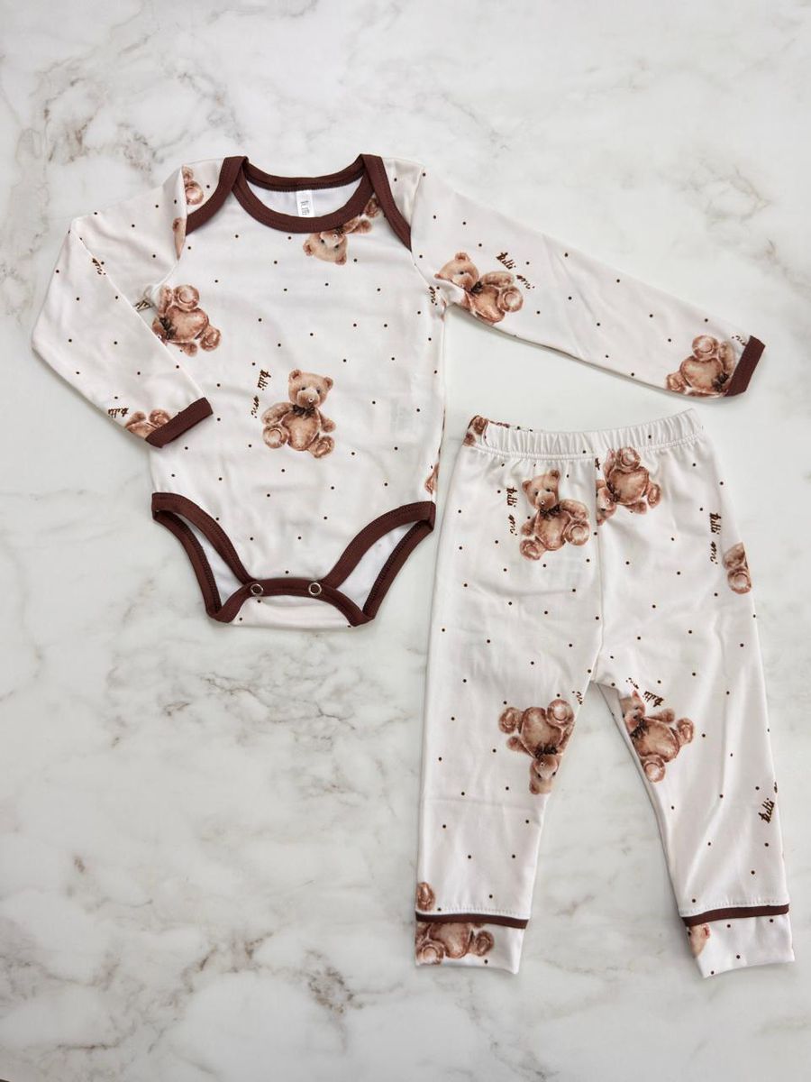 Conjunto Pijama Bebê Body e Calça Ursos Poás