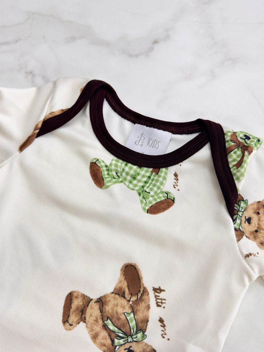 Conjunto Pijama Bebê Body e Calça Ursos Verde