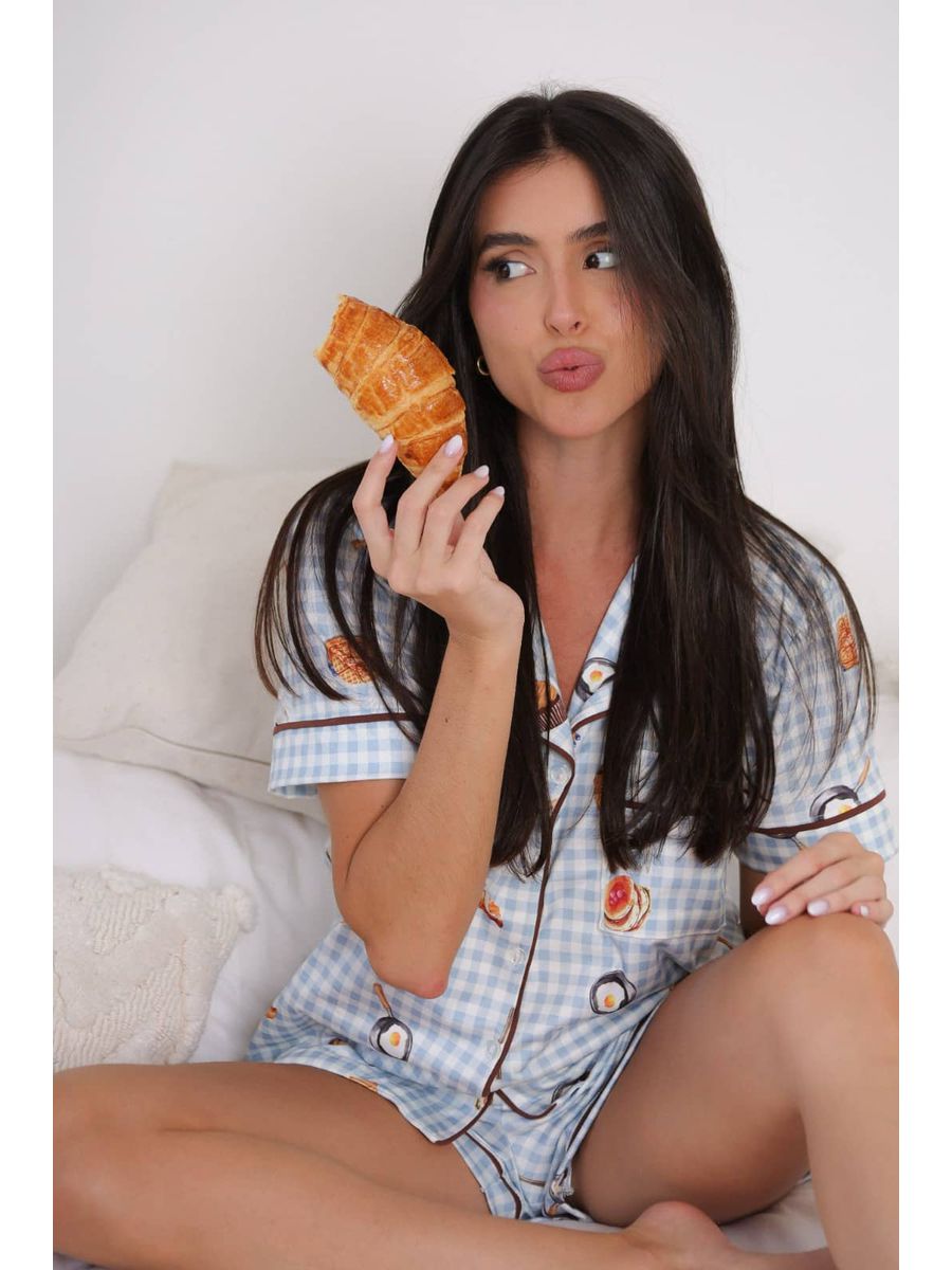 Pijama Feminino Americano Curto Café da Manhã 3