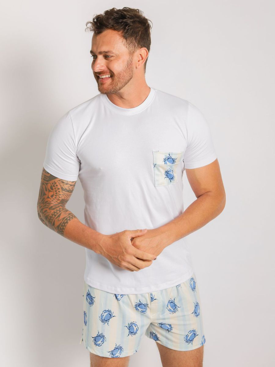 Pijama Masculino Curto Caranguejo