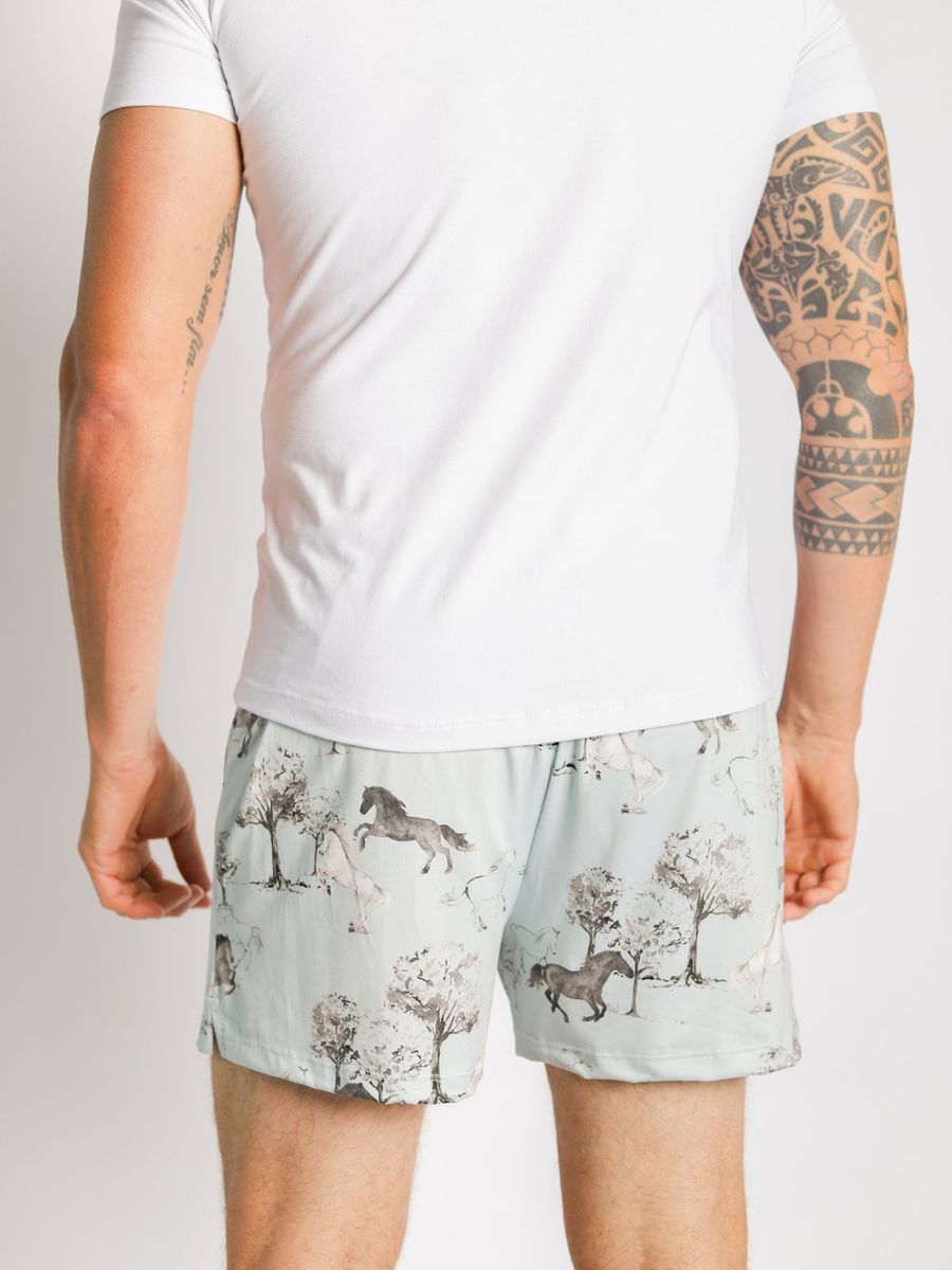 Pijama Masculino Curto Cavalos Vintage
