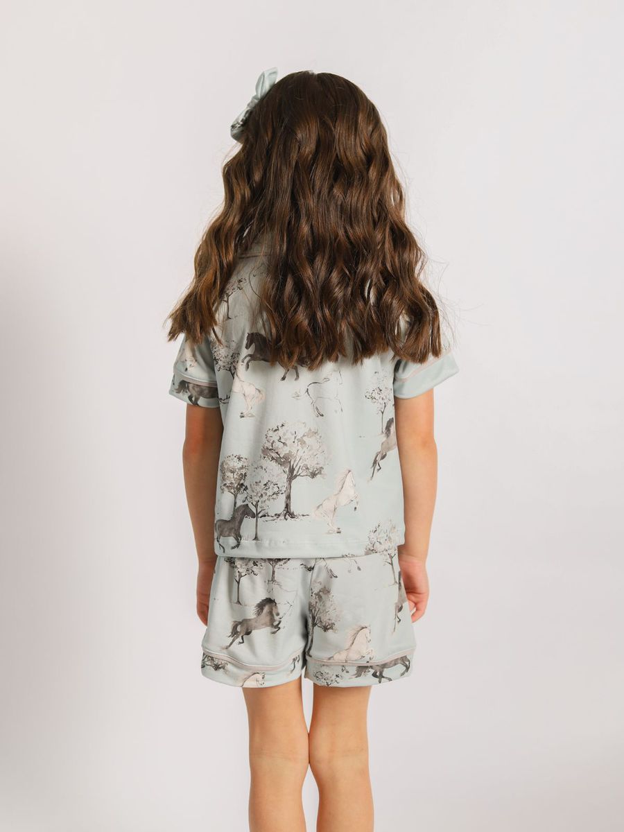 Pijama Infantil Americano Curto Cavalos Vintage