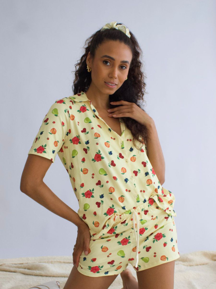 Pijama Feminino Americano Curto Frutinhas