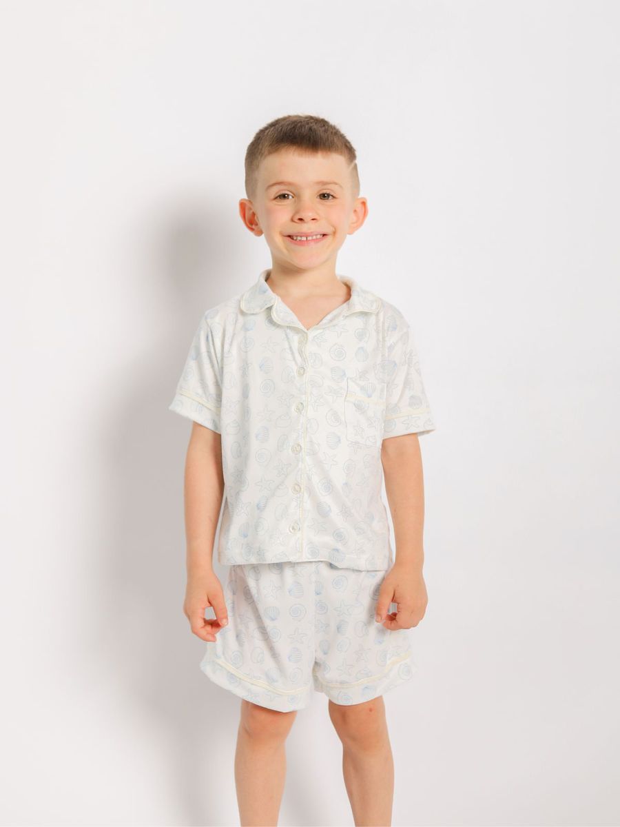 Pijama Infantil Americano Curto Fundo do Mar