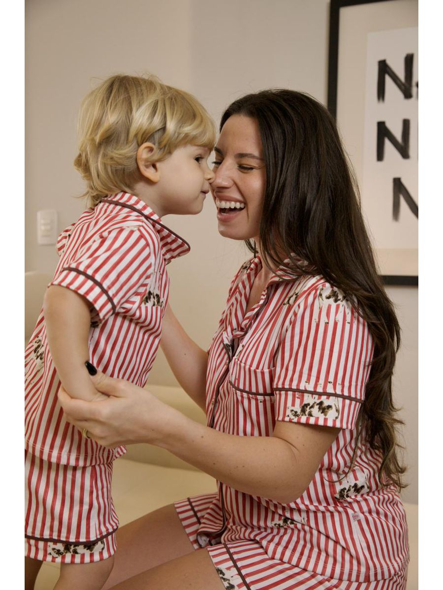 Pijama Americano Curto Infantil Listrado Vacas