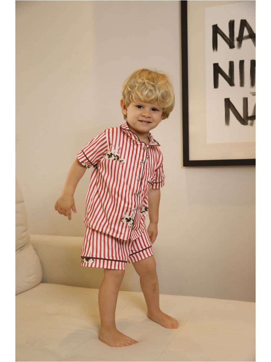 Pijama Americano Curto Infantil Listrado Vacas