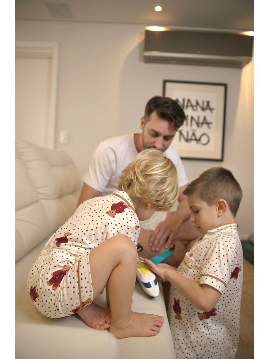 Pijama Americano Curto Infantil Ursos Colorido