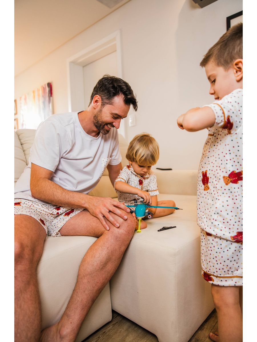 Pijama Americano Curto Infantil Ursos Colorido