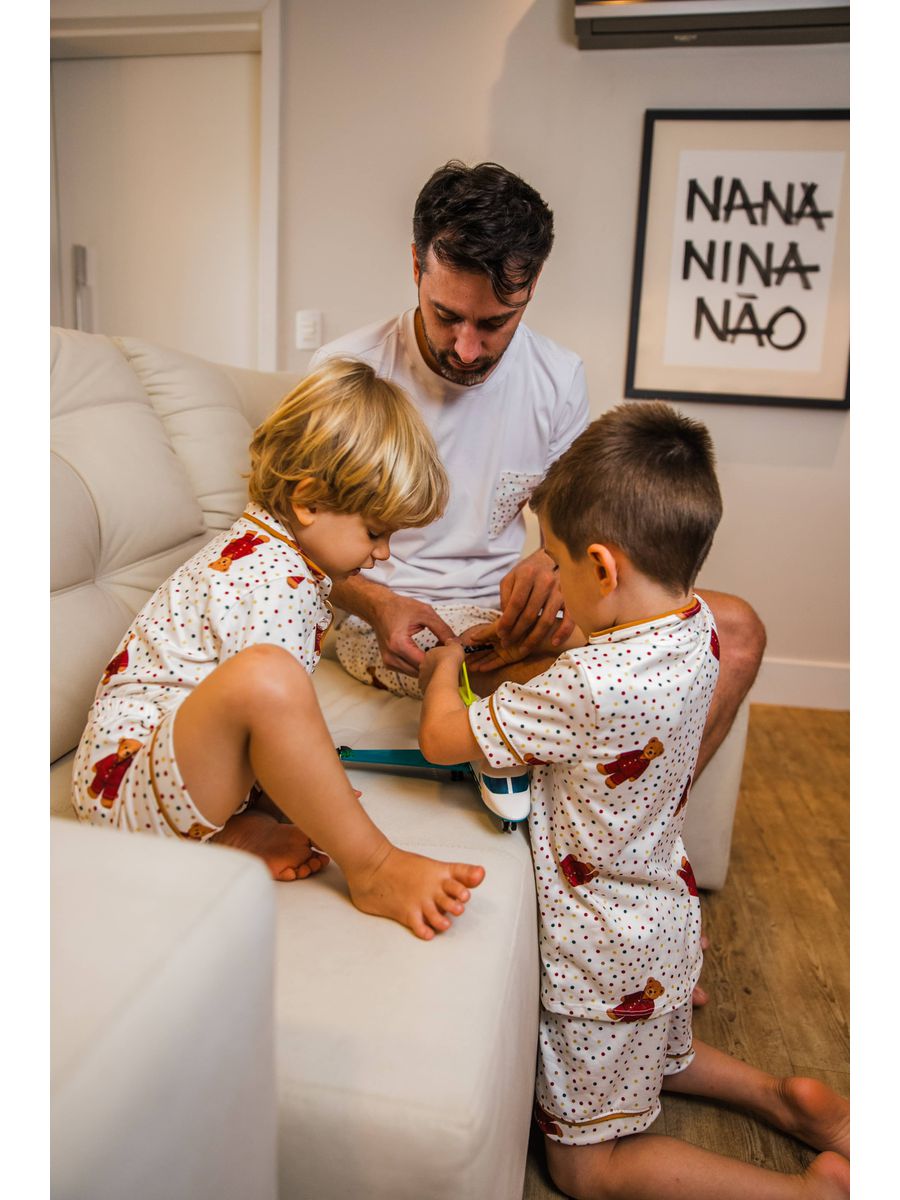 Pijama Americano Curto Infantil Ursos Colorido