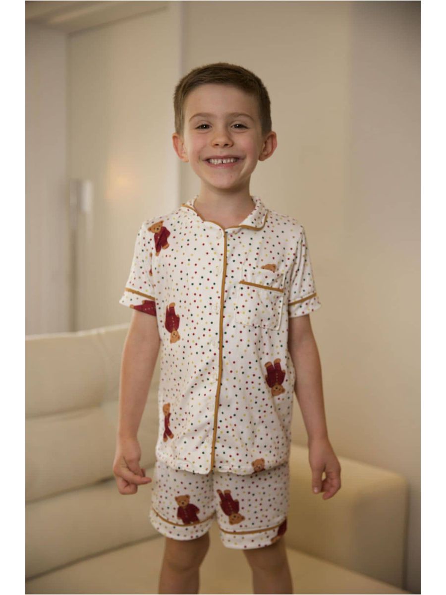 Pijama Americano Curto Infantil Ursos Colorido