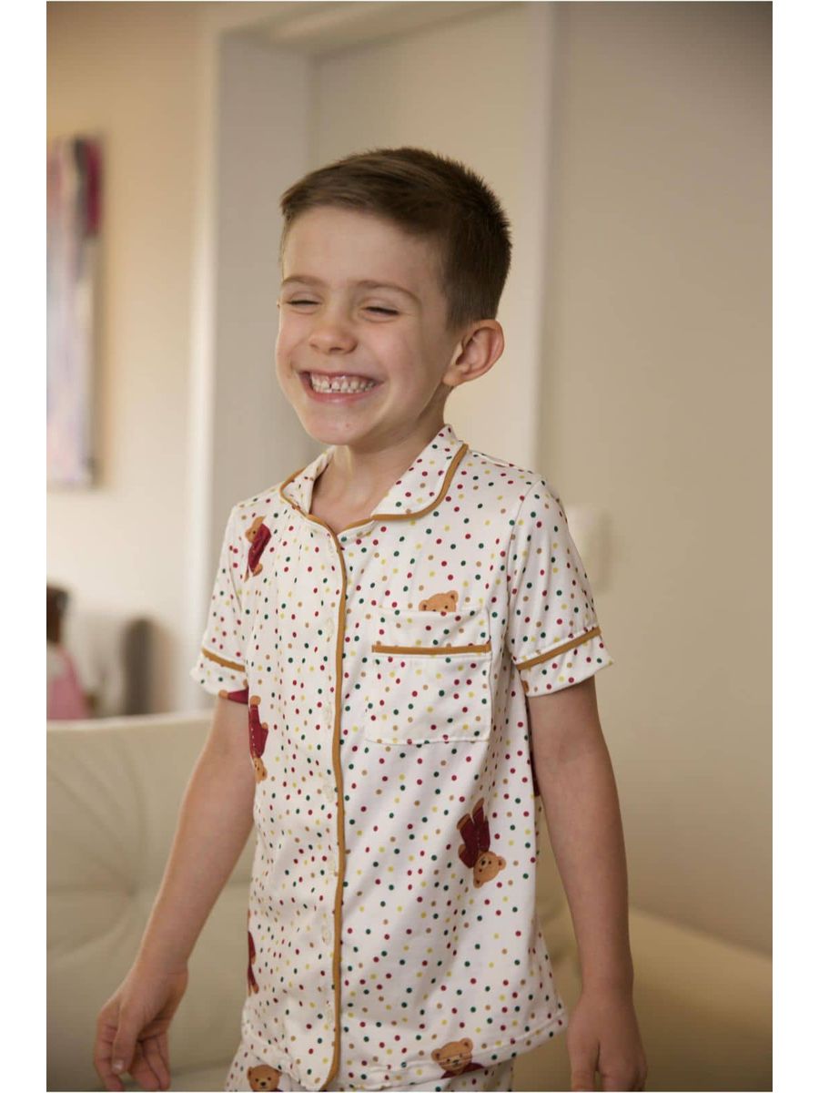 Pijama Americano Curto Infantil Ursos Colorido