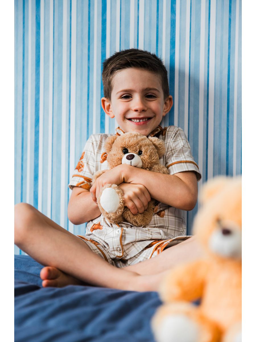 Pijama Americano Curto Infantil Ursos Xadrez