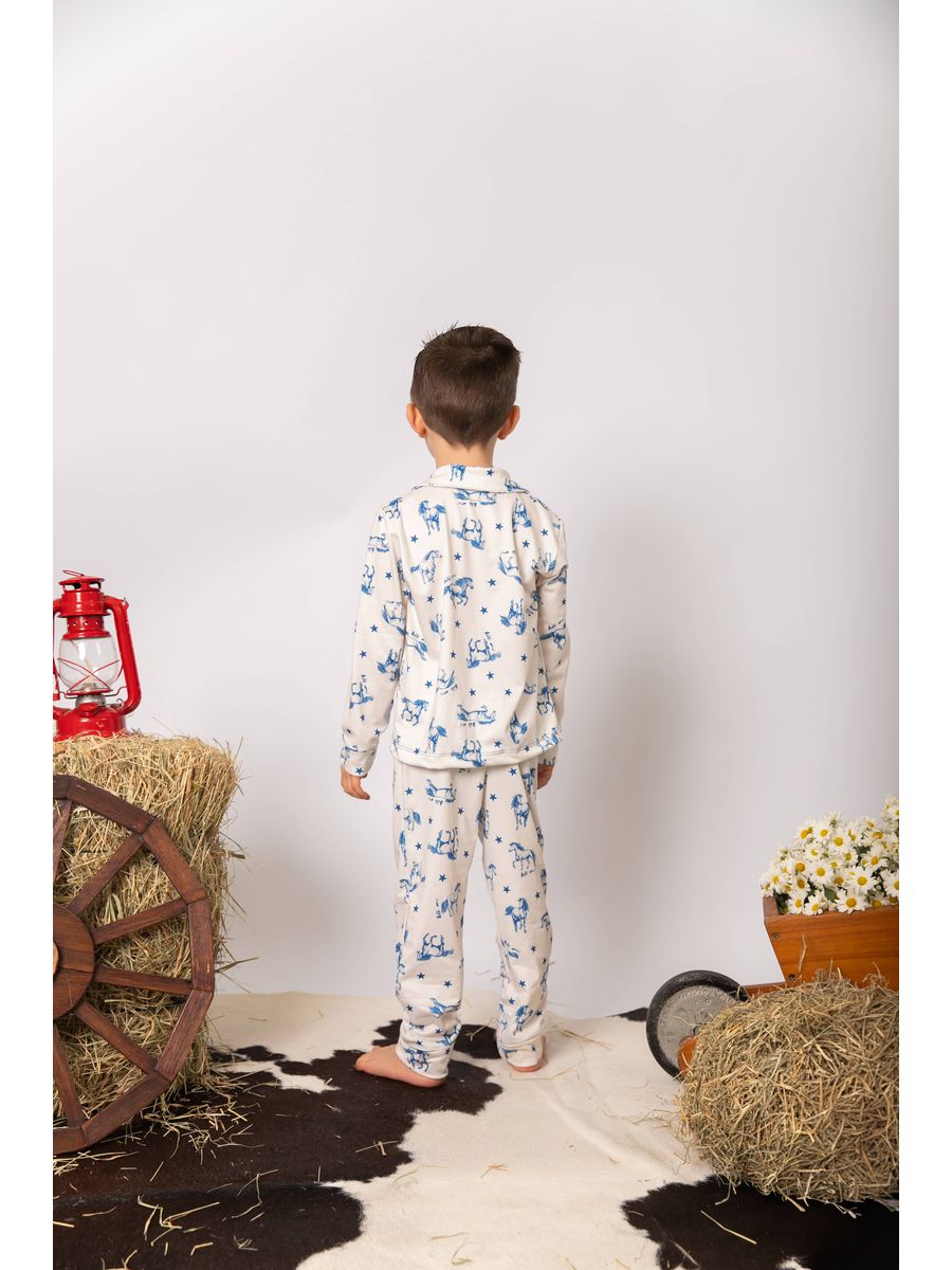 Pijama Infantil Americano Longo Cavalos Estrelas