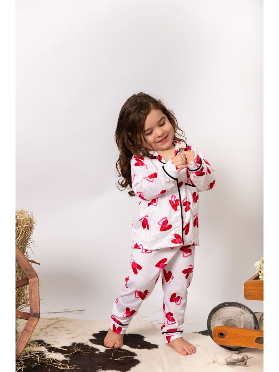 Pijama Infantil Americano Longo Coração Duplo