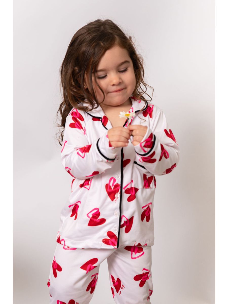Pijama Infantil Americano Longo Coração Duplo