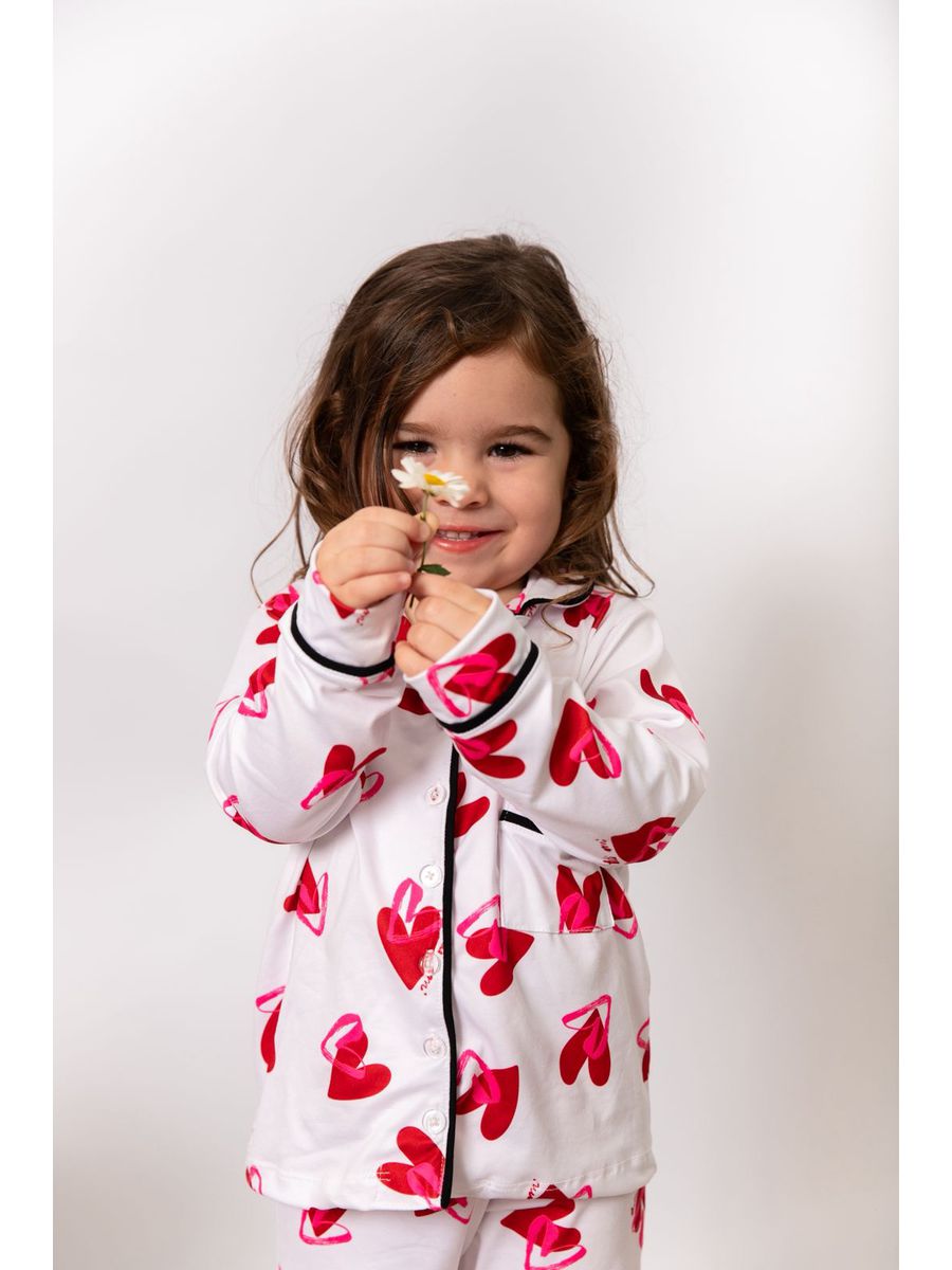 Pijama Infantil Americano Longo Coração Duplo