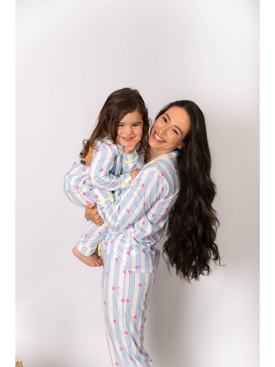 PRÉ-VENDA Pijama Infantil Americano Longo Listrado Estrelas
