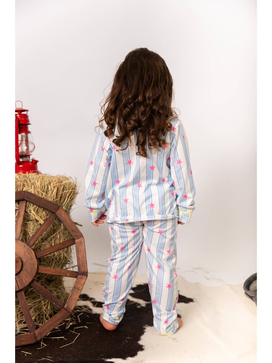 PRÉ-VENDA Pijama Infantil Americano Longo Listrado Estrelas