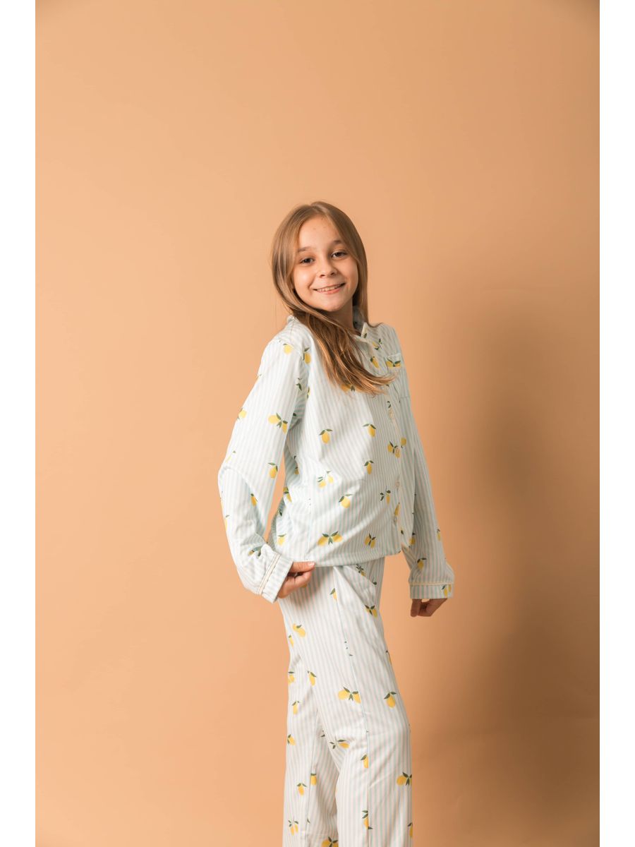 Pijama Infantil Americano Longo Listrado Limão