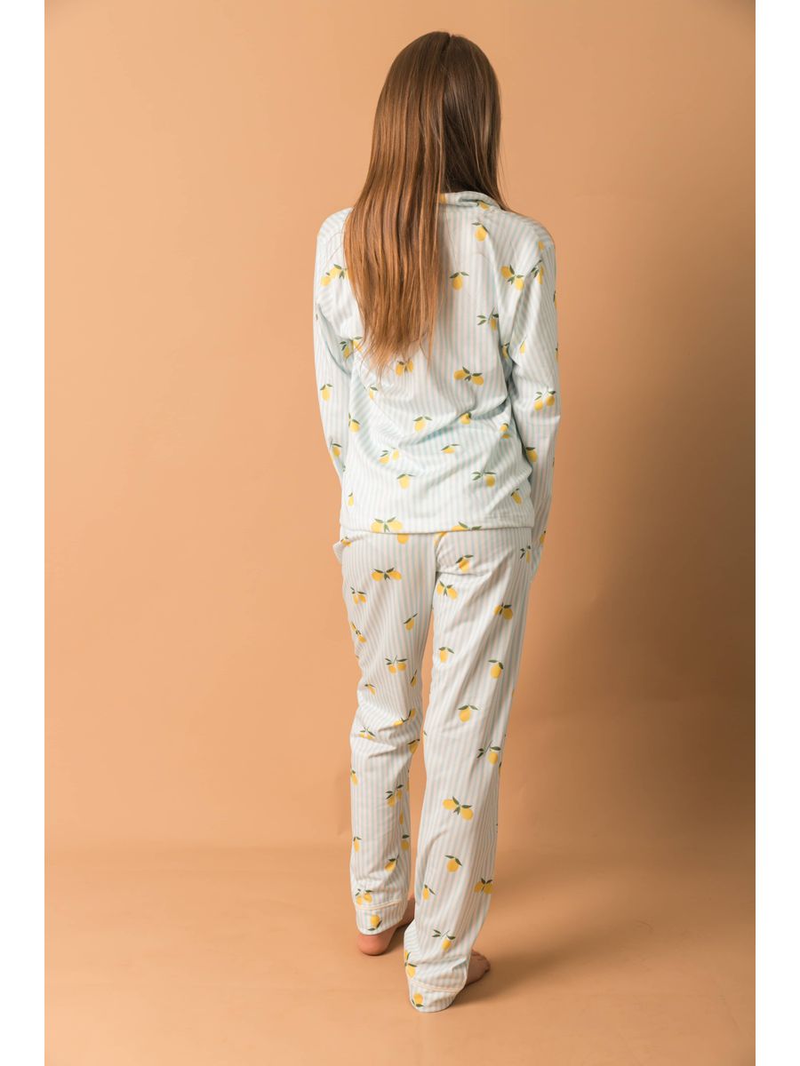 Pijama Infantil Americano Longo Listrado Limão