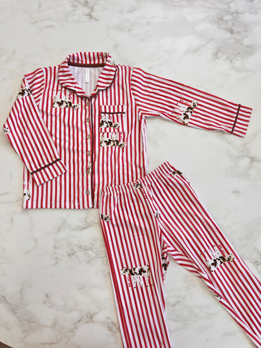 Pijama Infantil Americano Longo Listrado Vacas
