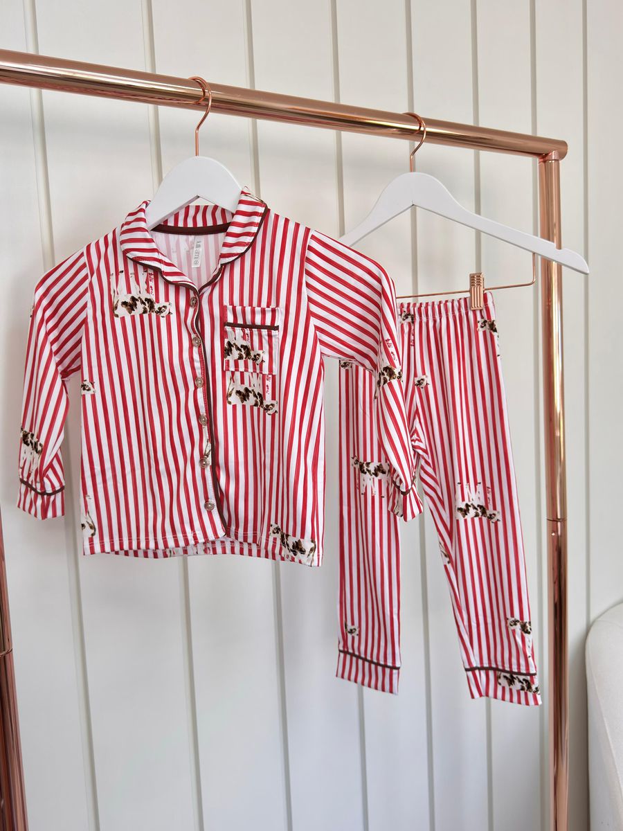 Pijama Infantil Americano Longo Listrado Vacas