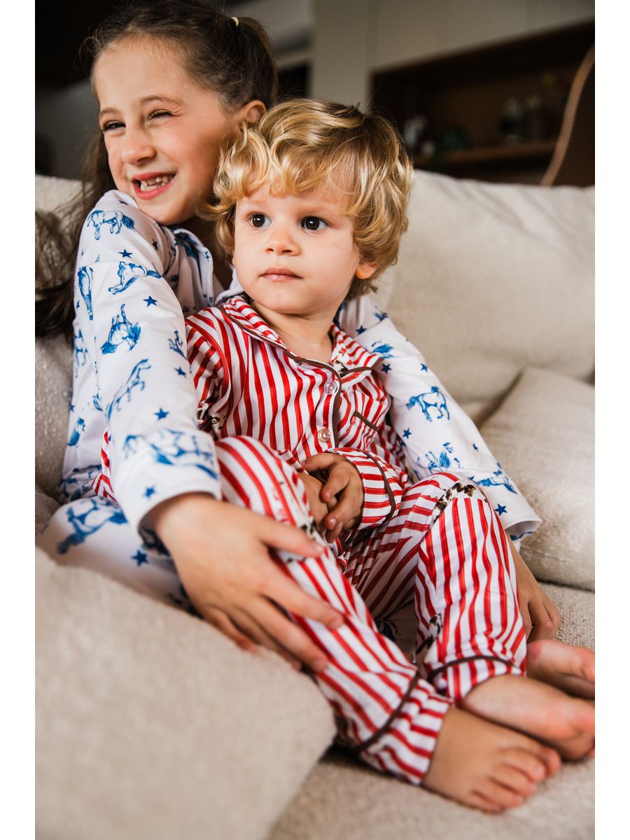 Pijama Infantil Americano Longo Listrado Vacas