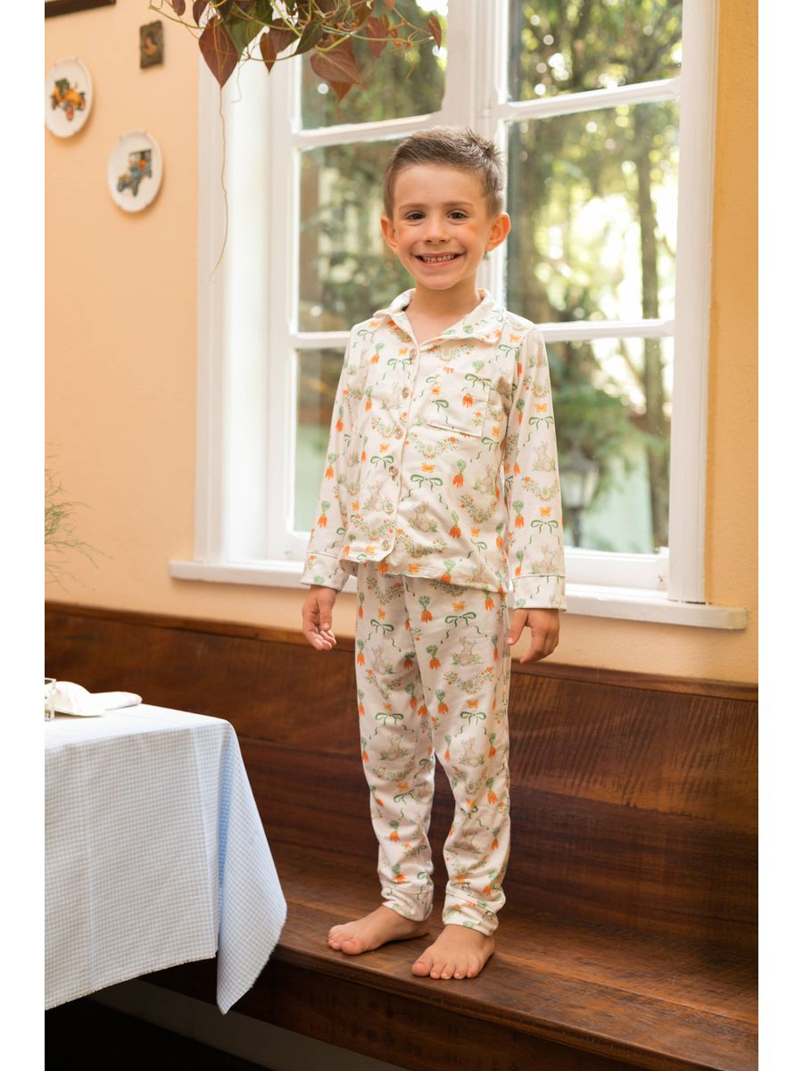 Pijama Infantil Unissex Americano Longo Coelho Cenoura