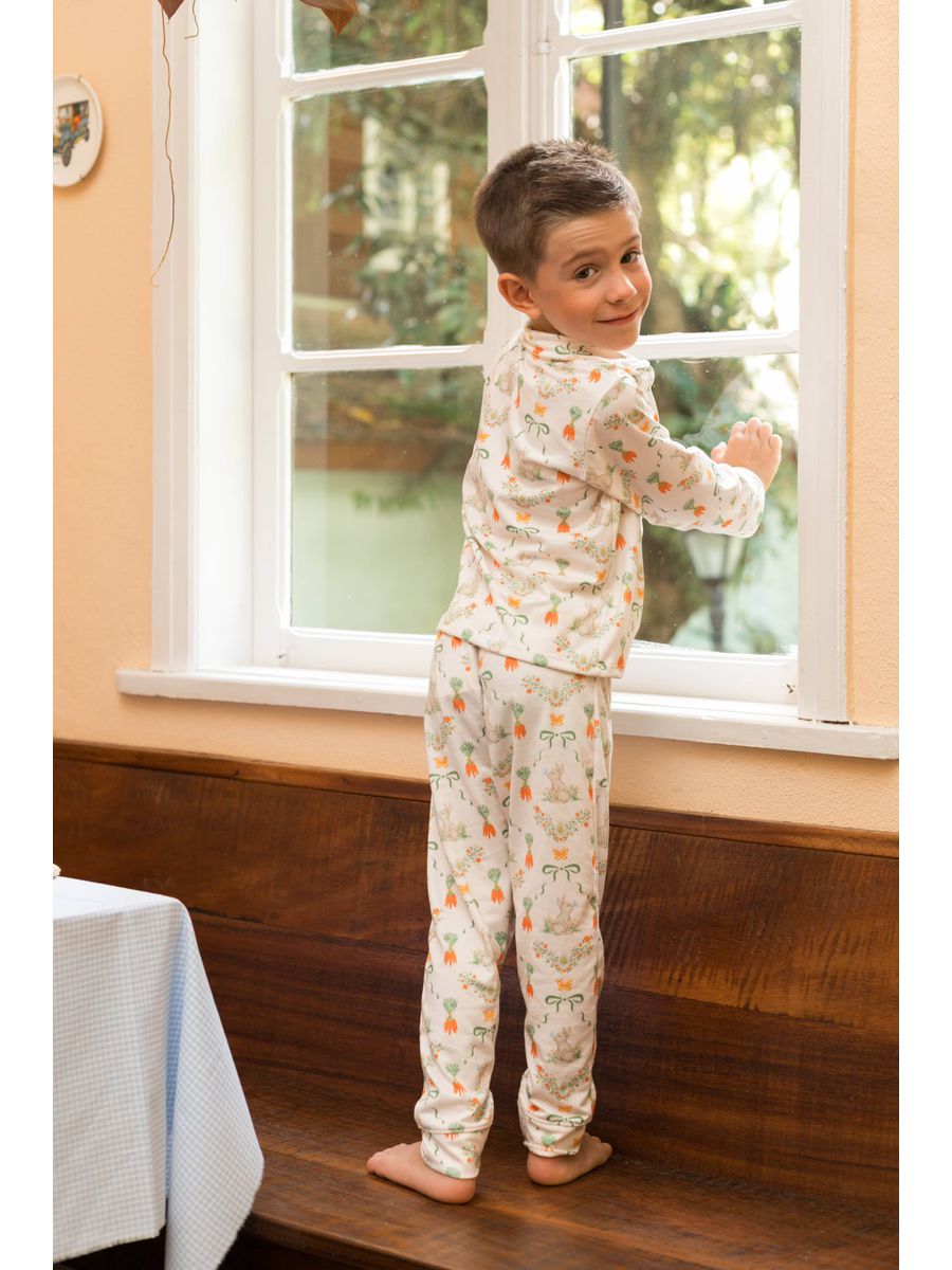 Pijama Infantil Unissex Americano Longo Coelho Cenoura