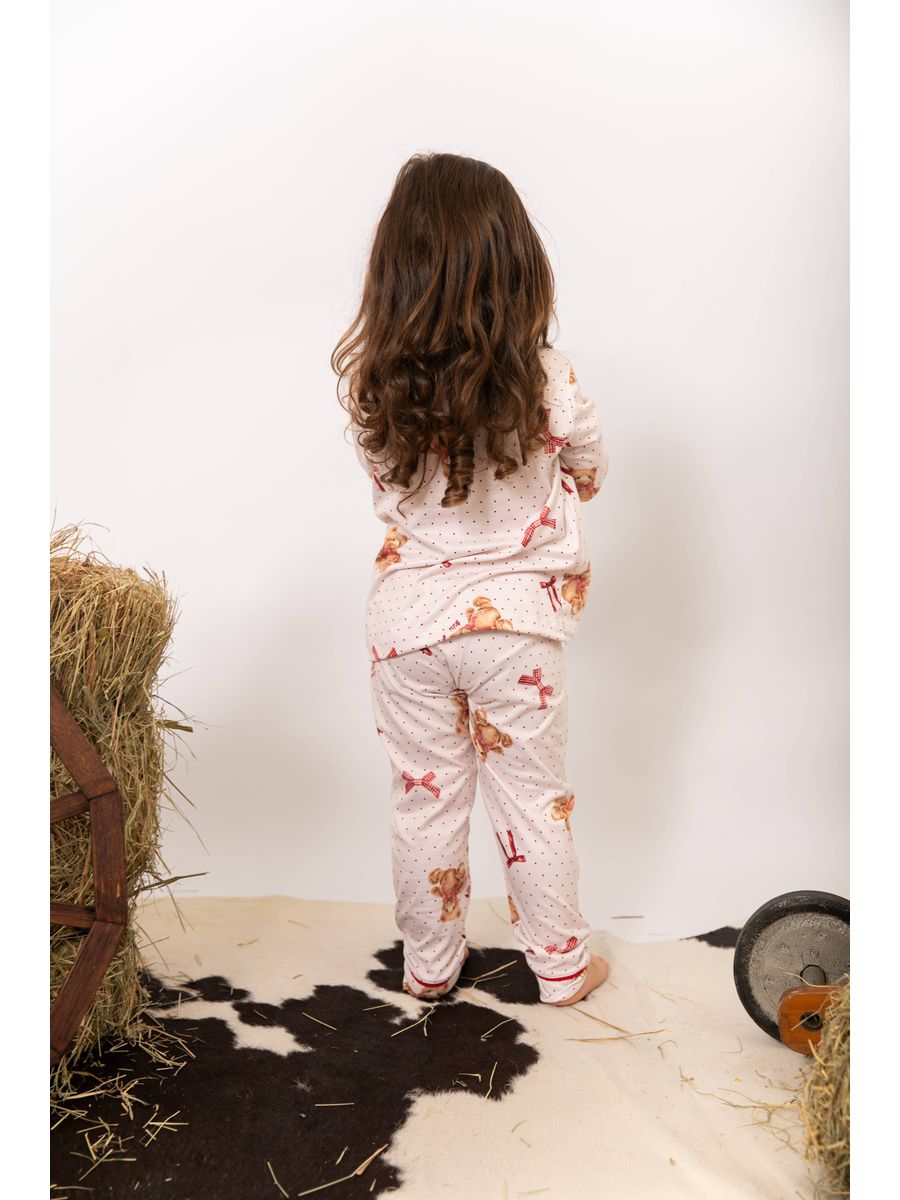 Pijama Infantil Americano Longo Ursos Laços