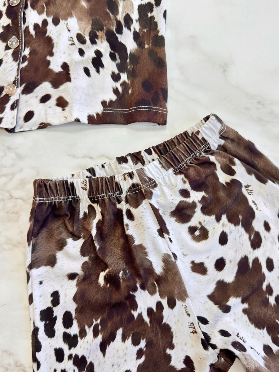 Pijama Infantil Americano Longo Vaca Animal Print