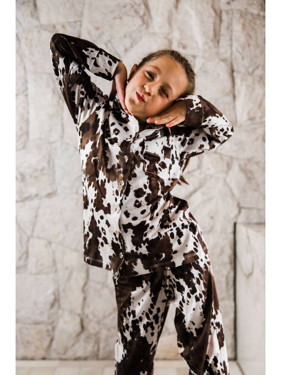 Pijama Infantil Americano Longo Vaca Animal Print